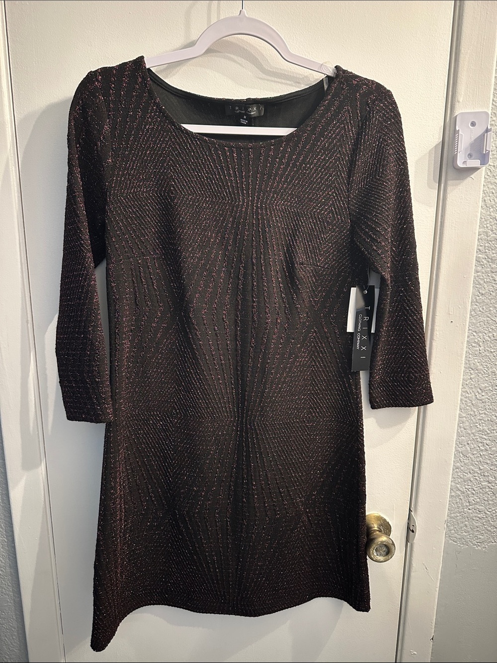 Trixxi - Black Metallic Sheath Dress - 3/4 Sleeve NWT